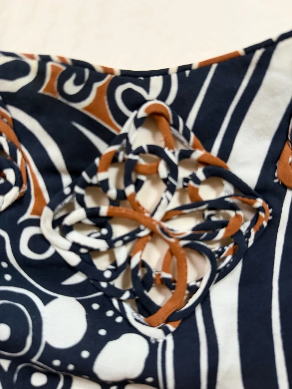 Tory Burch Black and Brown Paisley-Print Long Sleeve Blouse